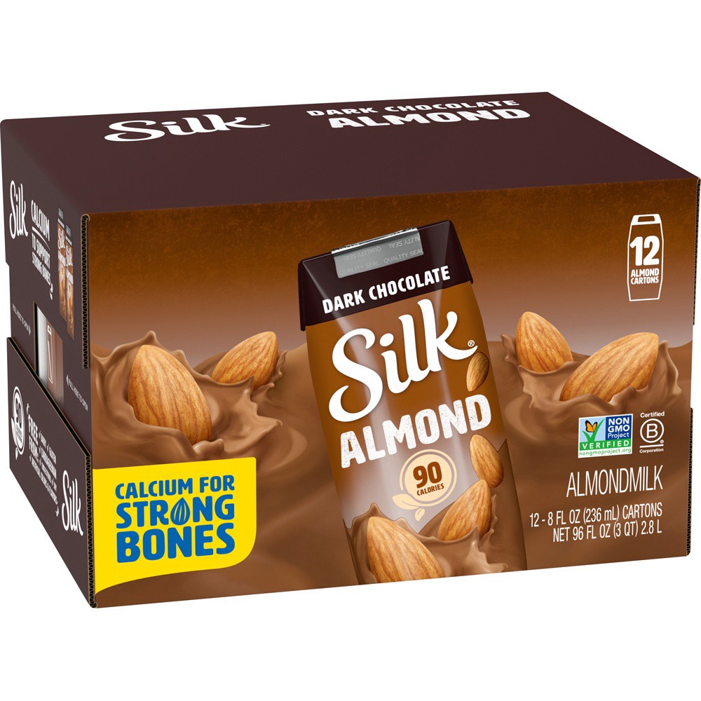 slide 6 of 8, Silk Dark Chocolate Almondmilk 12-8 fl. oz. Aseptic Packs, 12 ct