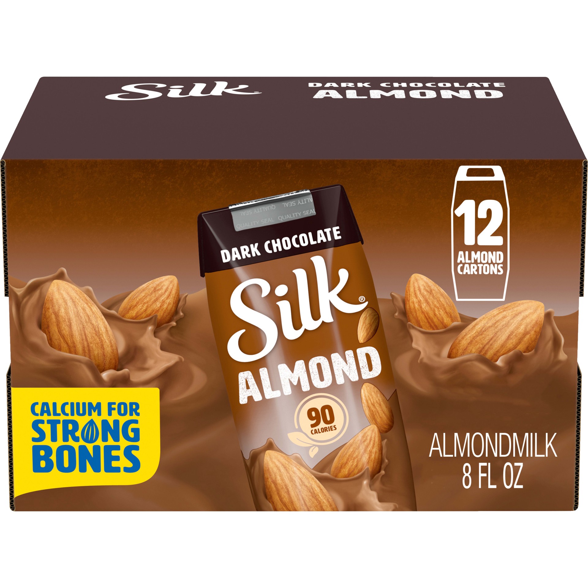 slide 1 of 8, Silk Dark Chocolate Almondmilk 12-8 fl. oz. Aseptic Packs, 12 ct