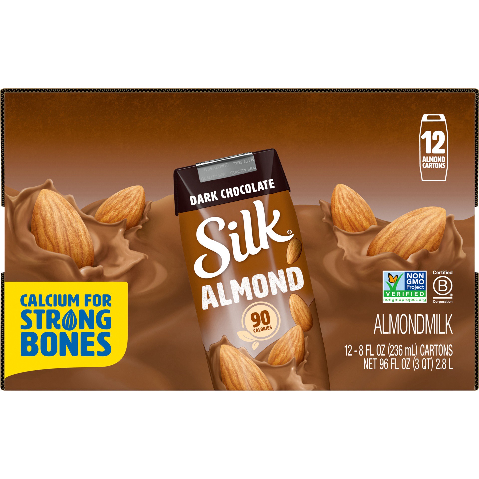 slide 2 of 8, Silk Dark Chocolate Almondmilk 12-8 fl. oz. Aseptic Packs, 12 ct