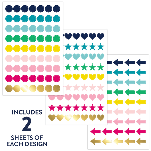 slide 1 of 5, At-A-Glance Simplified System Shapes Sticker Pack, Set Of 6 Sheets, 6 ct