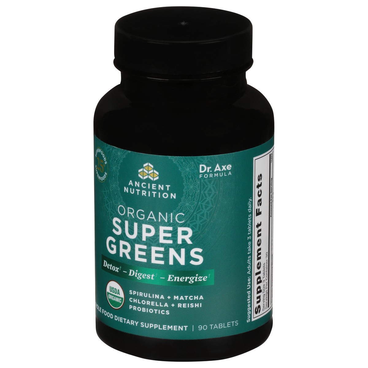 slide 7 of 9, Ancient Nutrition Organic Super Greens Tablets, 1 ct