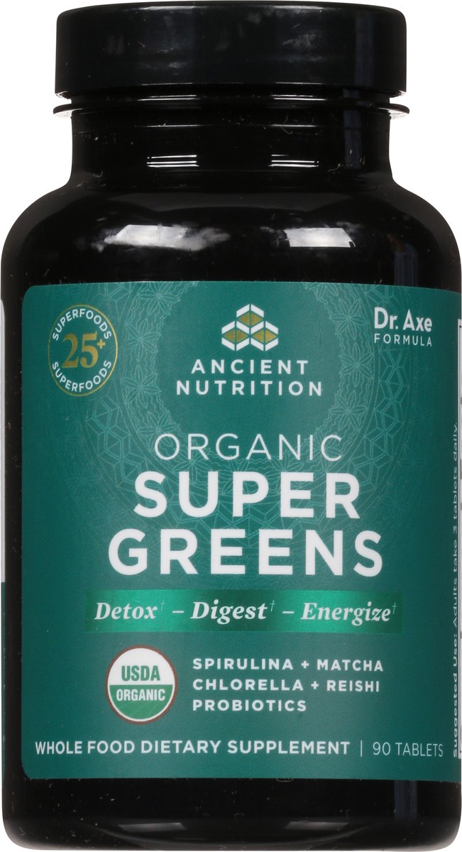 slide 4 of 9, Ancient Nutrition Organic Super Greens Tablets, 1 ct