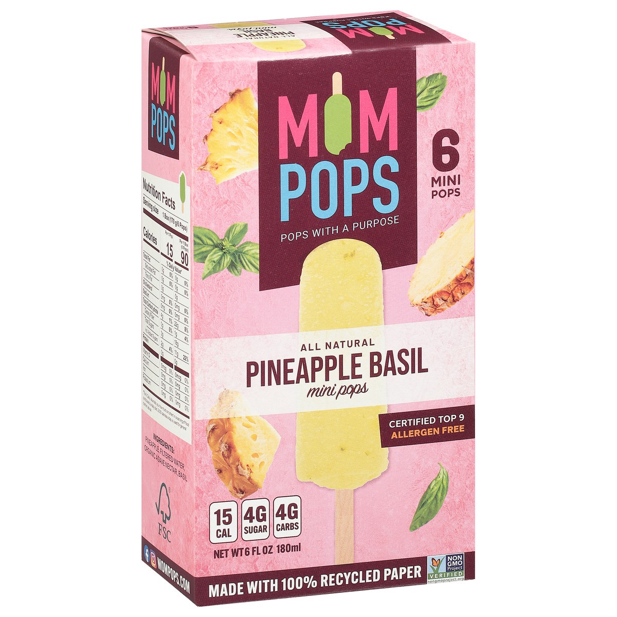 slide 14 of 14, Mompops Pineapple Basil Pops Mini 6 ea, 6 ct