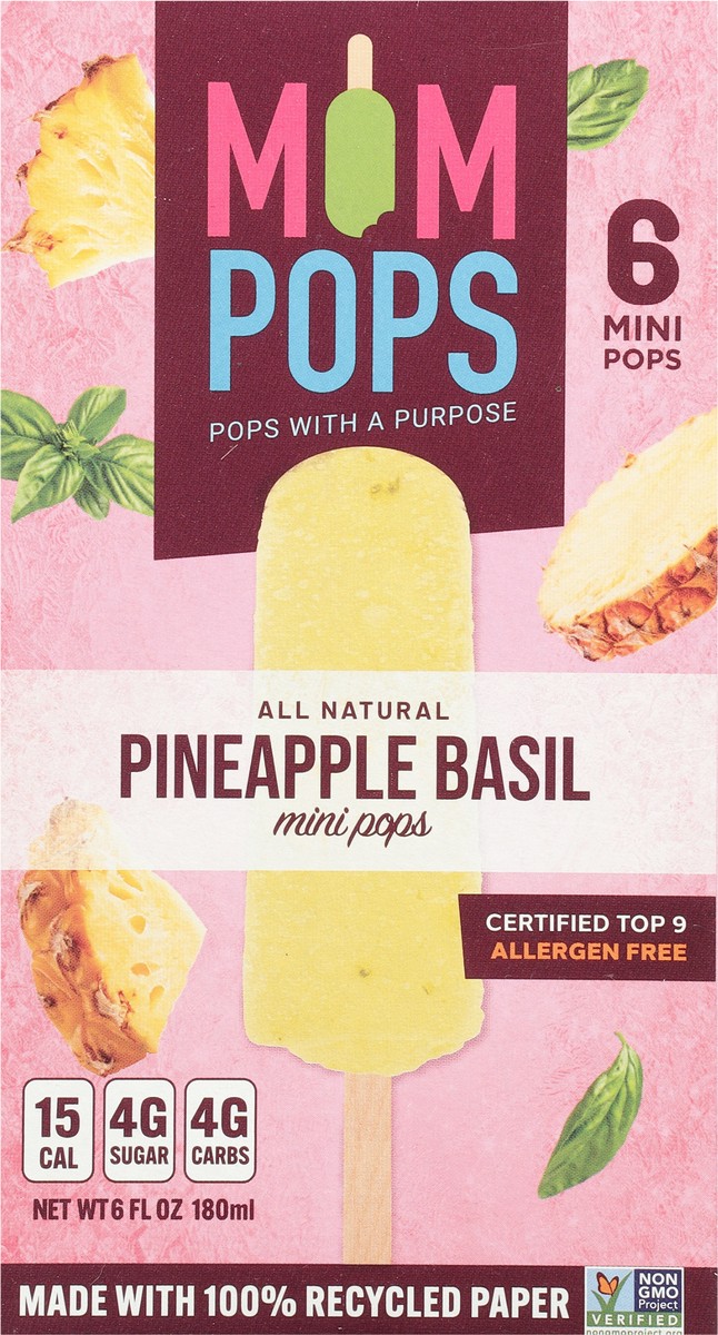 slide 10 of 14, Mompops Pineapple Basil Pops Mini 6 ea, 6 ct