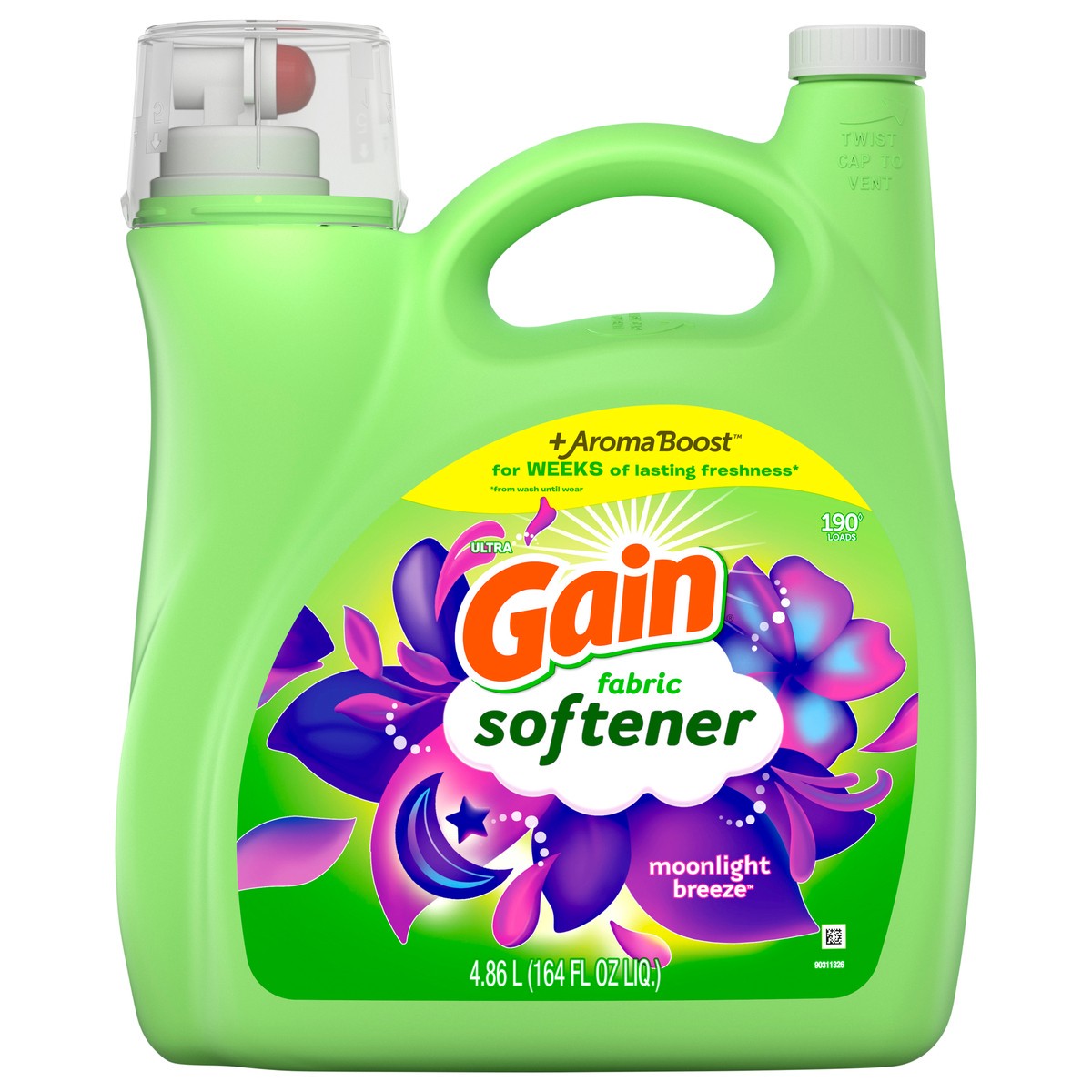 slide 1 of 6, Gain Liquid Fabric Conditioner, Moonlight Breeze Fabric Softener, 190 loads, 164 fl oz, 164 fl oz