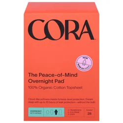 Cora The Peace-of-Mind Overnight Pad with Wings - 28 Each
