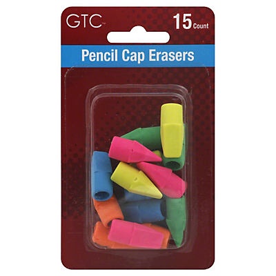 GTC Pencil Cap Erasers 15 ct