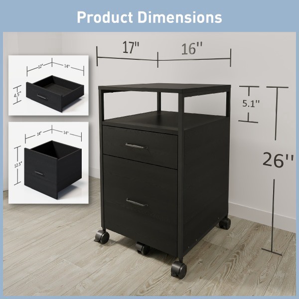 slide 8 of 8, Realspace® Rezio 16""D Mobile 2-Drawer Storage Cabinet, Black, 1 ct