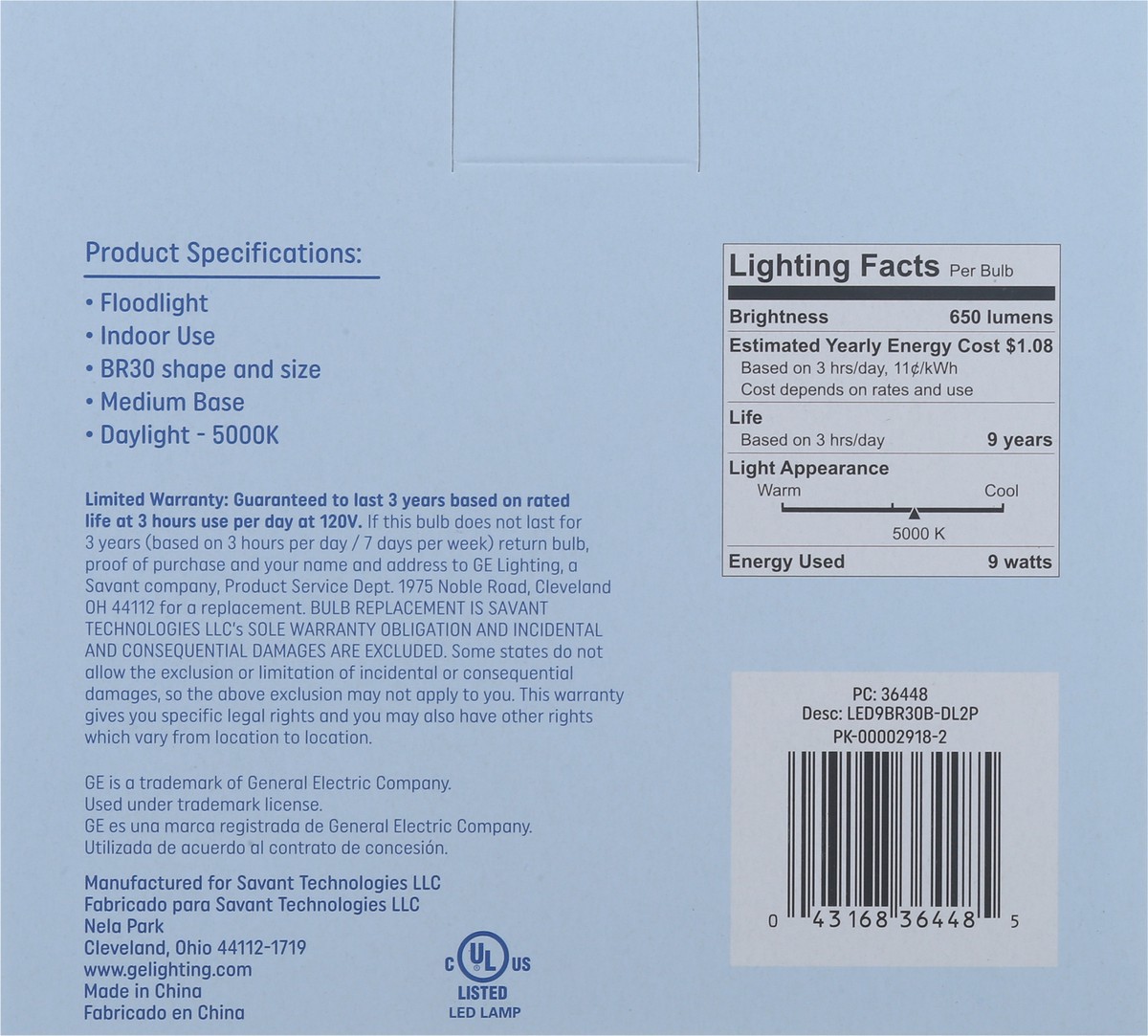 slide 7 of 9, GE 9 Watts Daylight LED Light Bulbs 2 Pack, 2 ct