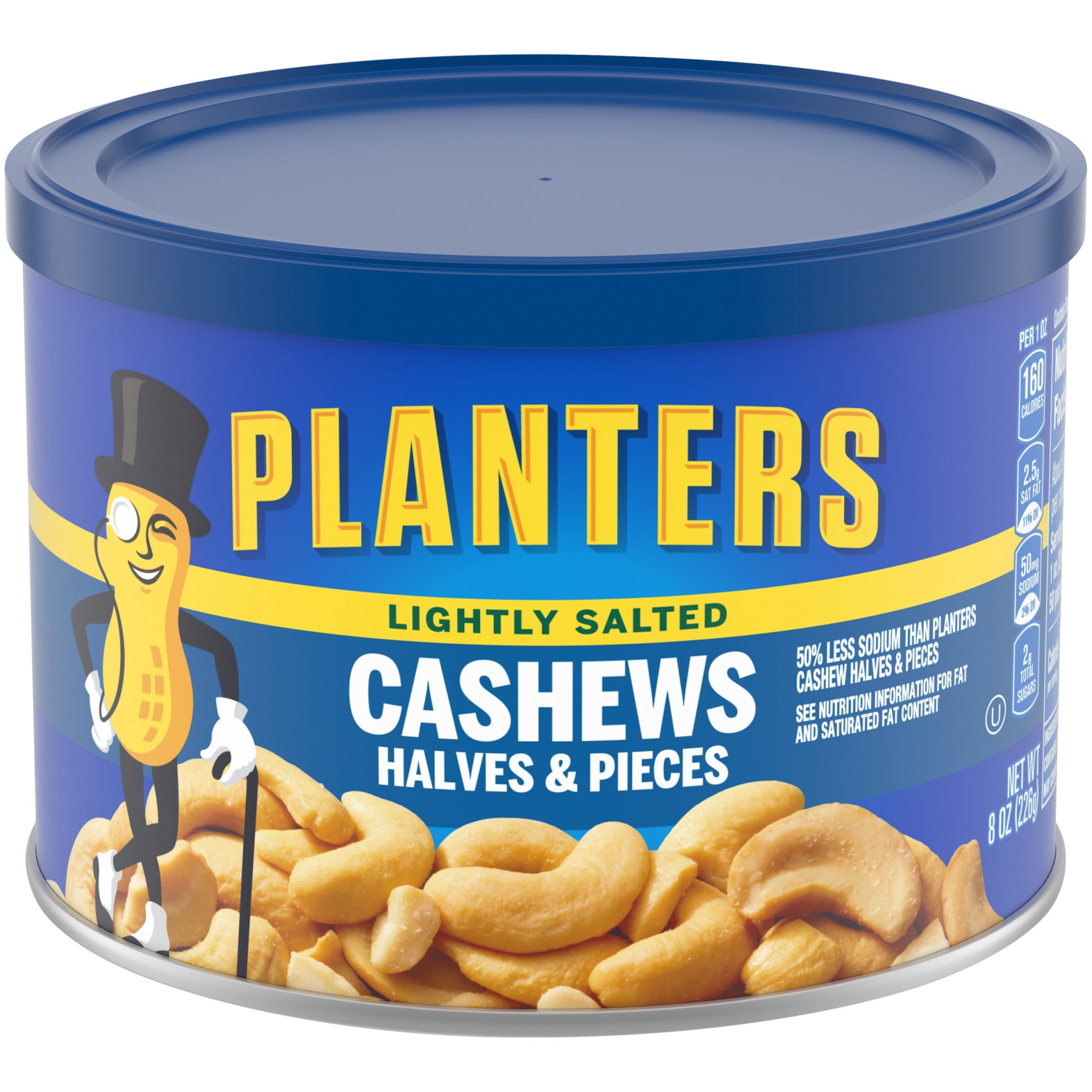slide 1 of 5, Planters Lightly Salted Cashews Halves & Pieces, 8 oz Canister, 8 oz