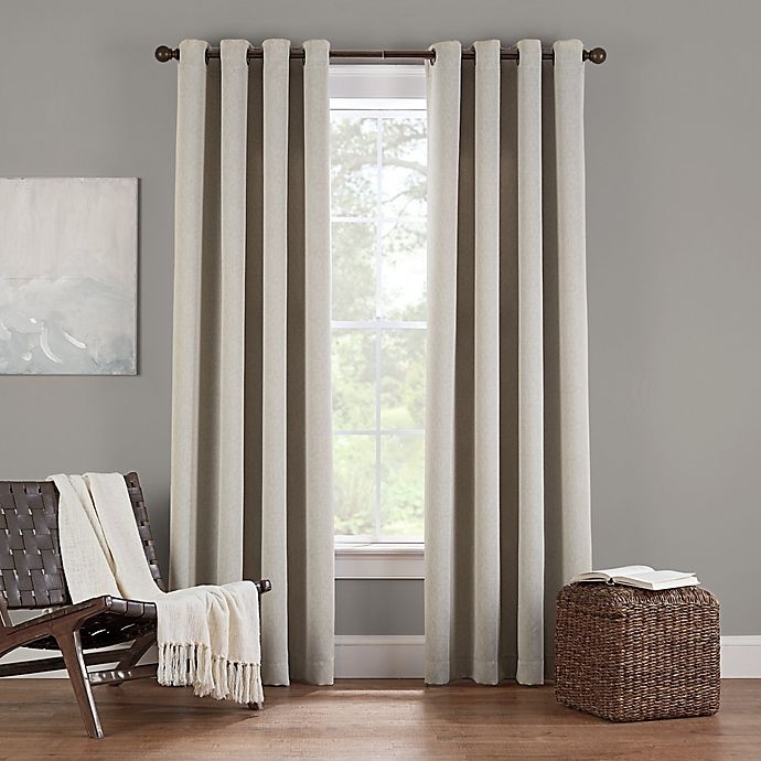 slide 1 of 3, Eclipse Twilight Luna Grommet Room Darkening Window Curtain Panel - Ivory, 72 in