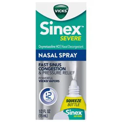 Vicks Sinex SEVERE Original Nasal Spray, Decongestant Medicine, Relief from Stuffy Nose due to Cold or Allergy, & Nasal Congestion, Sinus Pressure Relief, 0.5 fl oz