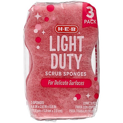 slide 1 of 1, H-E-B Light Duty Scrub Sponge, 3 ct