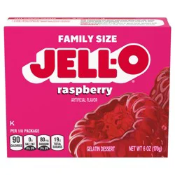 Jell-O Raspberry Artificially Flavored Gelatin Dessert Mix, Family Size, 6 oz Box