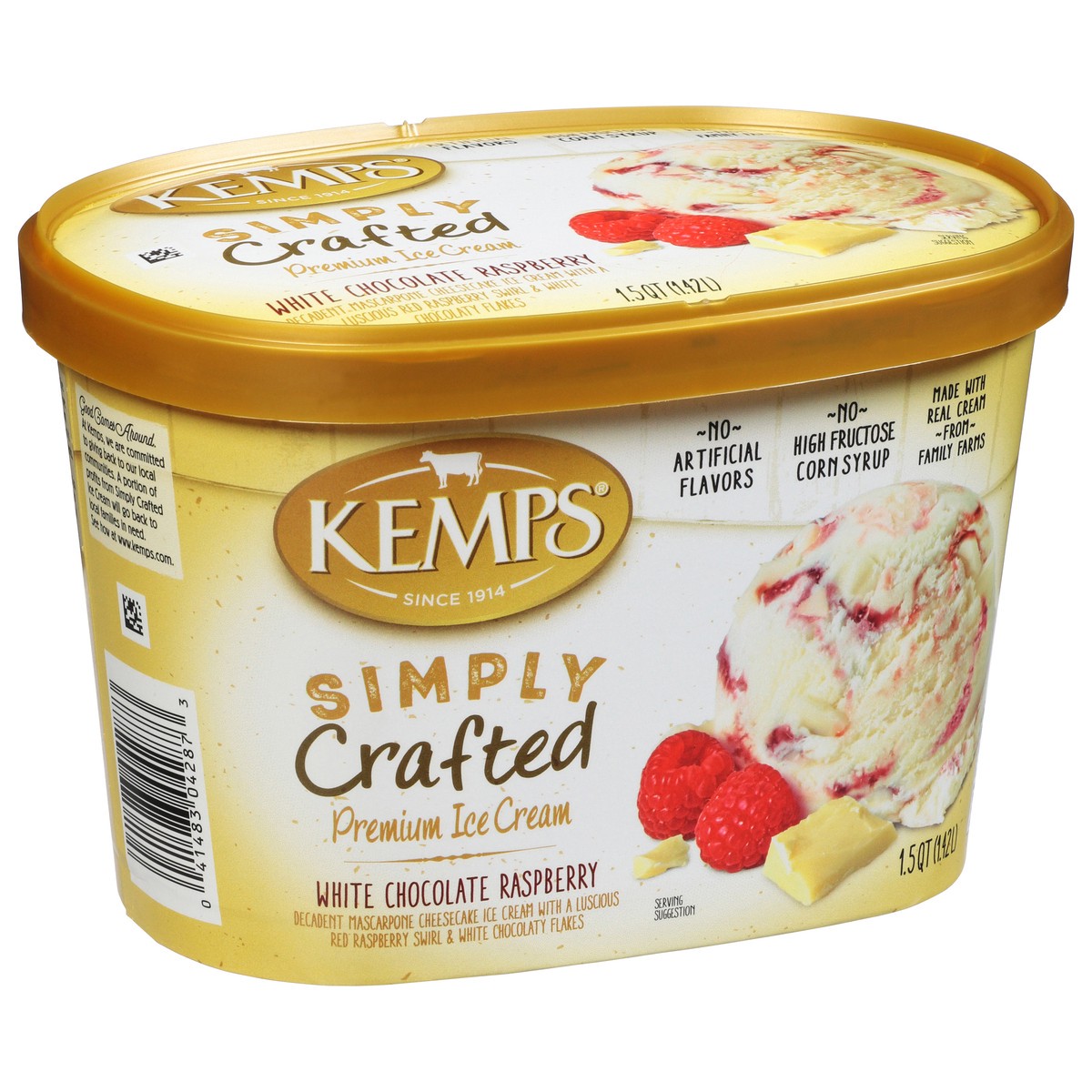 slide 2 of 9, Kemps Simply Crafted Premium White Chocolate Raspberry Ice Cream 1.5 qt, 1.5 qt