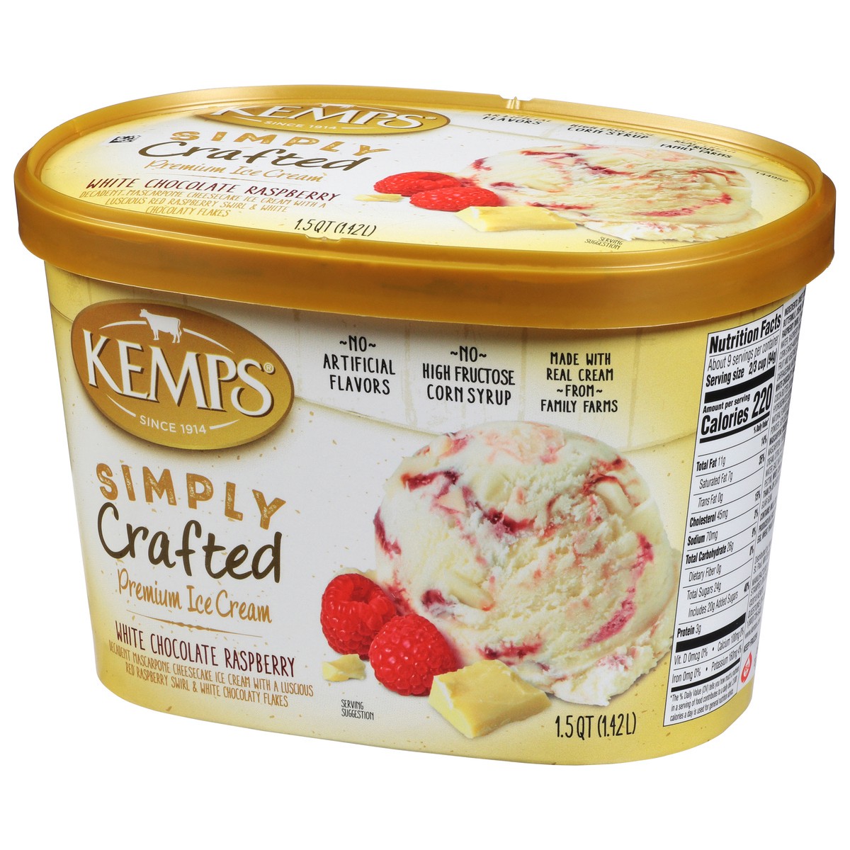 slide 3 of 9, Kemps Simply Crafted Premium White Chocolate Raspberry Ice Cream 1.5 qt, 1.5 qt