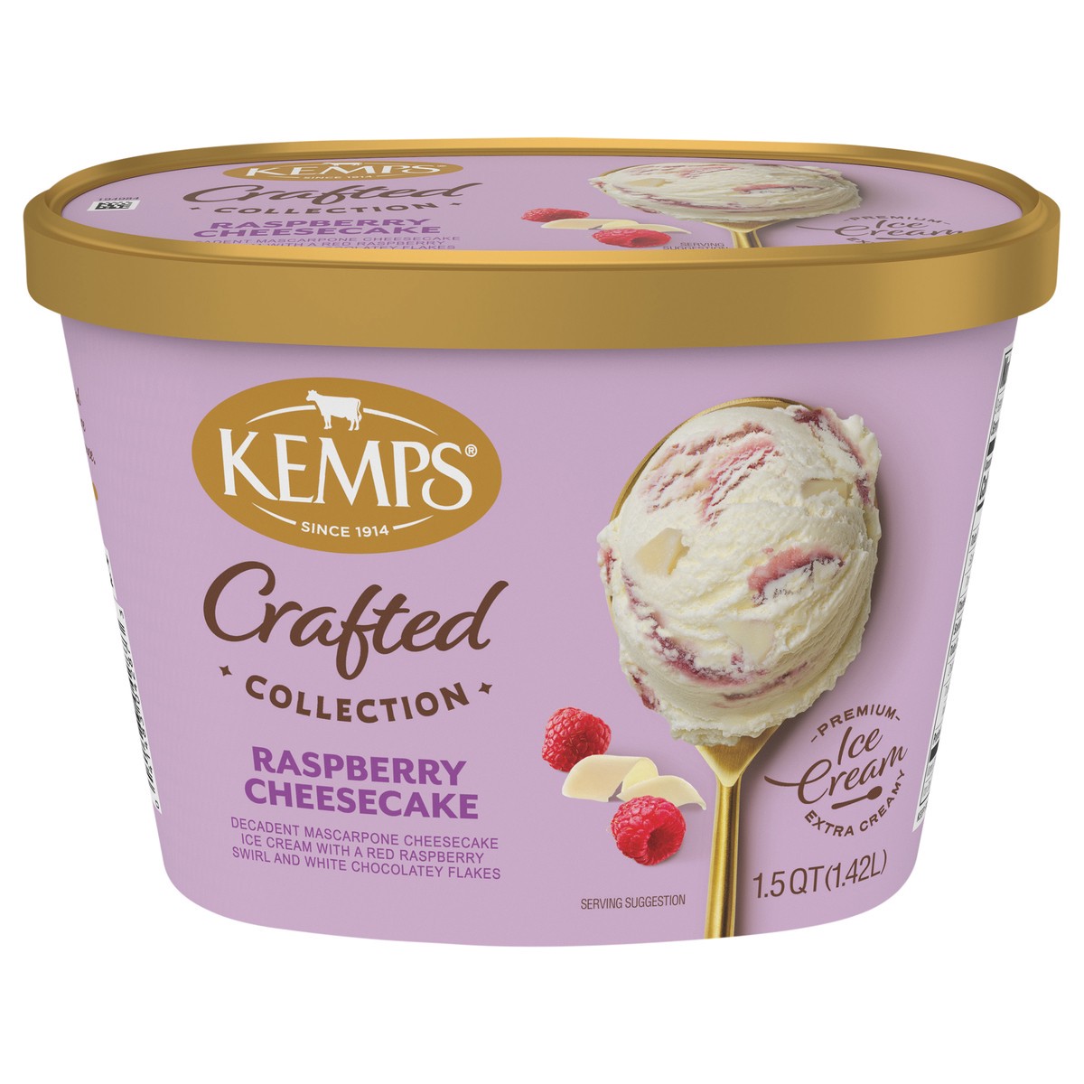 slide 1 of 9, Kemps Crafted Collection Raspberry Cheesecake Ice Cream 1.5 Quart, 1.5 qt