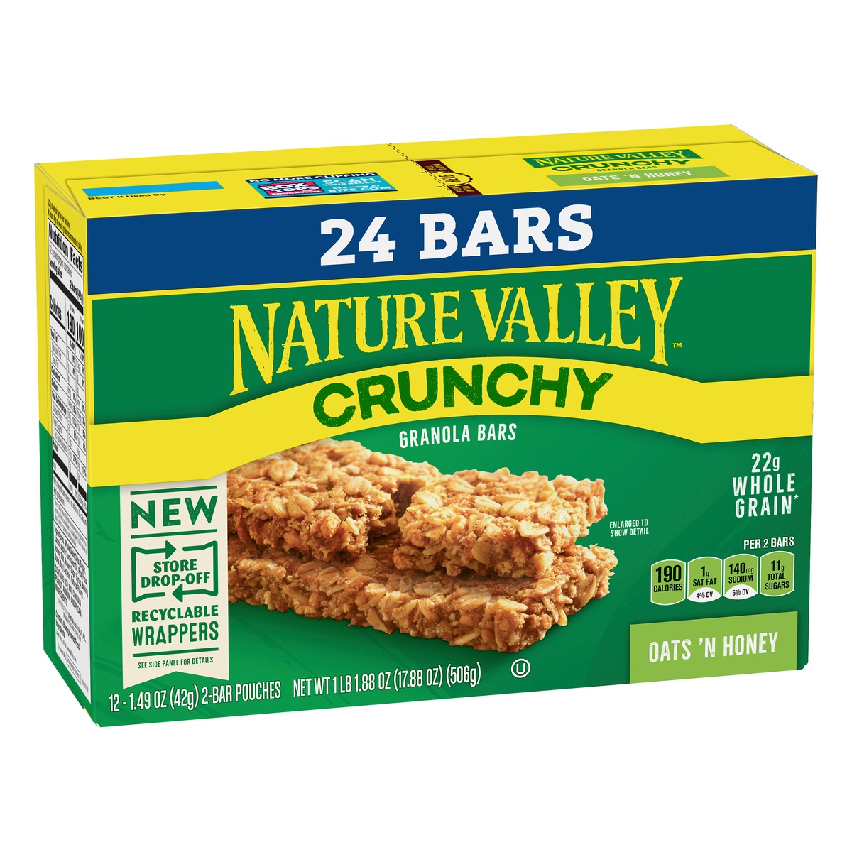 slide 2 of 10, Nature Valley Crunchy Oats 'N Honey Granola Bars, 24 ct