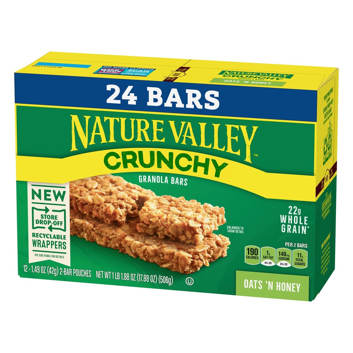 slide 3 of 10, Nature Valley Crunchy Oats 'N Honey Granola Bars, 24 ct