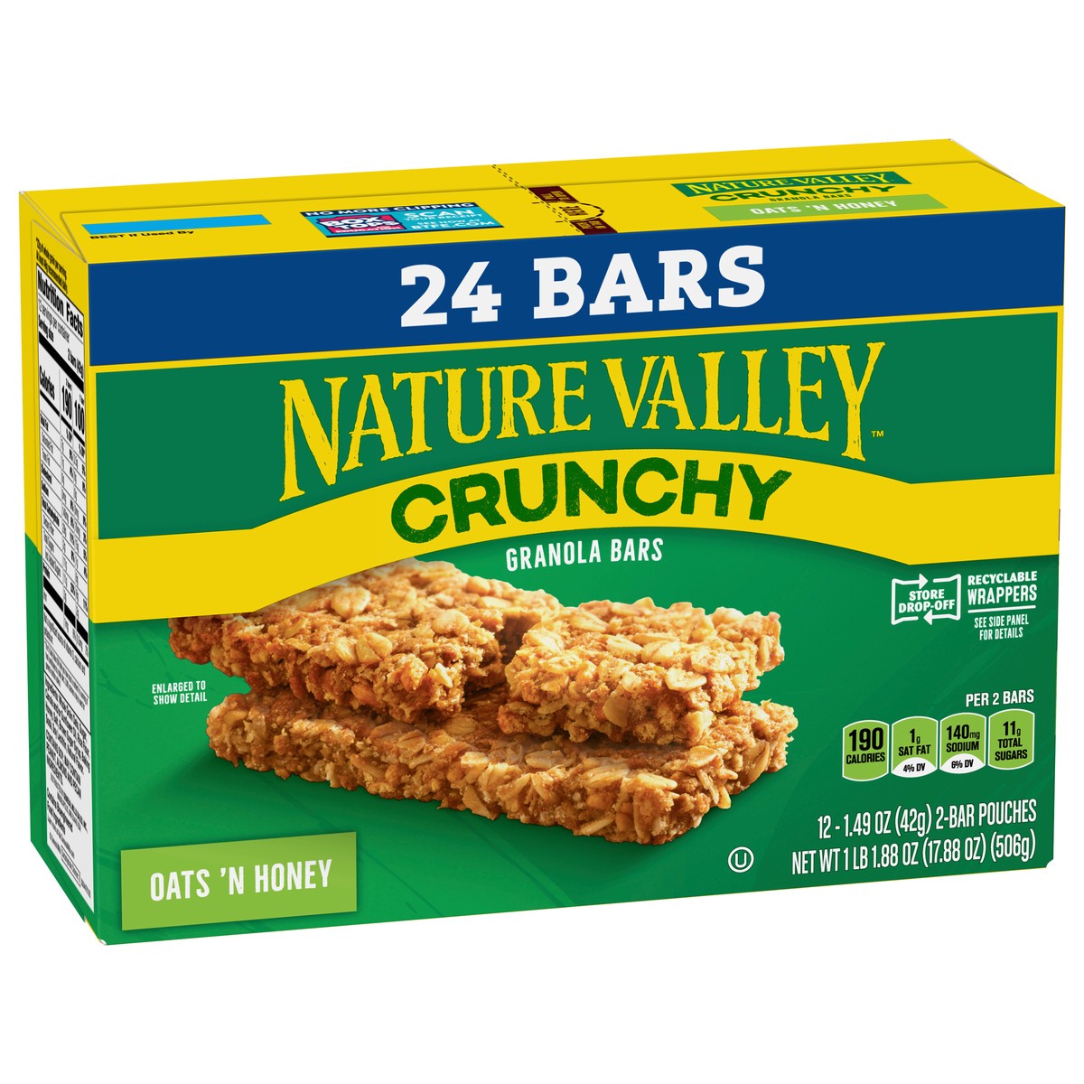 slide 6 of 14, Nature Valley Crunchy Granola Bars, Oats 'n Honey, 17.88 oz, 12 ct, 24 bars, 12 ct