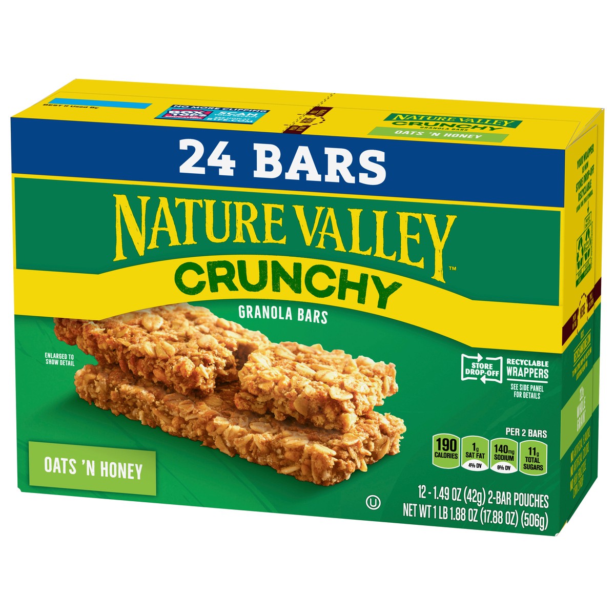 slide 3 of 14, Nature Valley Crunchy Granola Bars, Oats 'n Honey, 17.88 oz, 12 ct, 24 bars, 12 ct