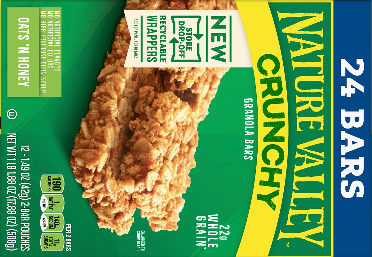 slide 10 of 10, Nature Valley Crunchy Oats 'N Honey Granola Bars, 24 ct