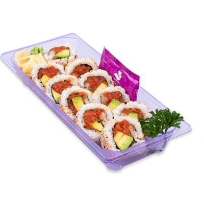 slide 1 of 1, Jfe Spicy Tuna Salmon Shrimp Roll, 8 oz