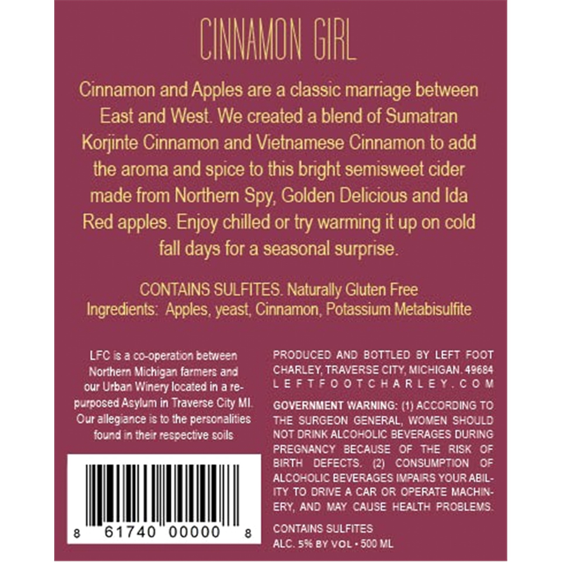 slide 9 of 9, OTHER-ALCOHOLIC BEVERAGES Left Foot Cinnamon Girl Cider, 500 ml