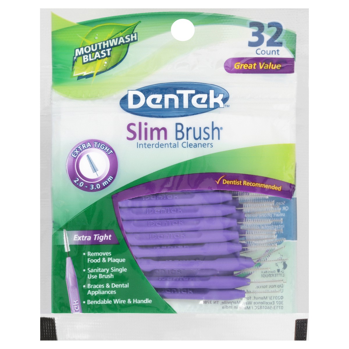 slide 4 of 8, DenTek Dentek Slim Brush, 32 ct