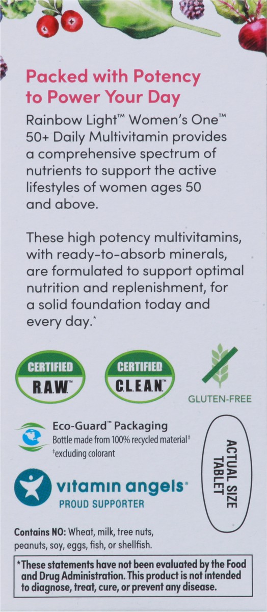 slide 10 of 12, Rainbow Light Women's One Womens High Potency 50+ Daily Multivitamin 60 Vegetarian Tablets, 1 ct