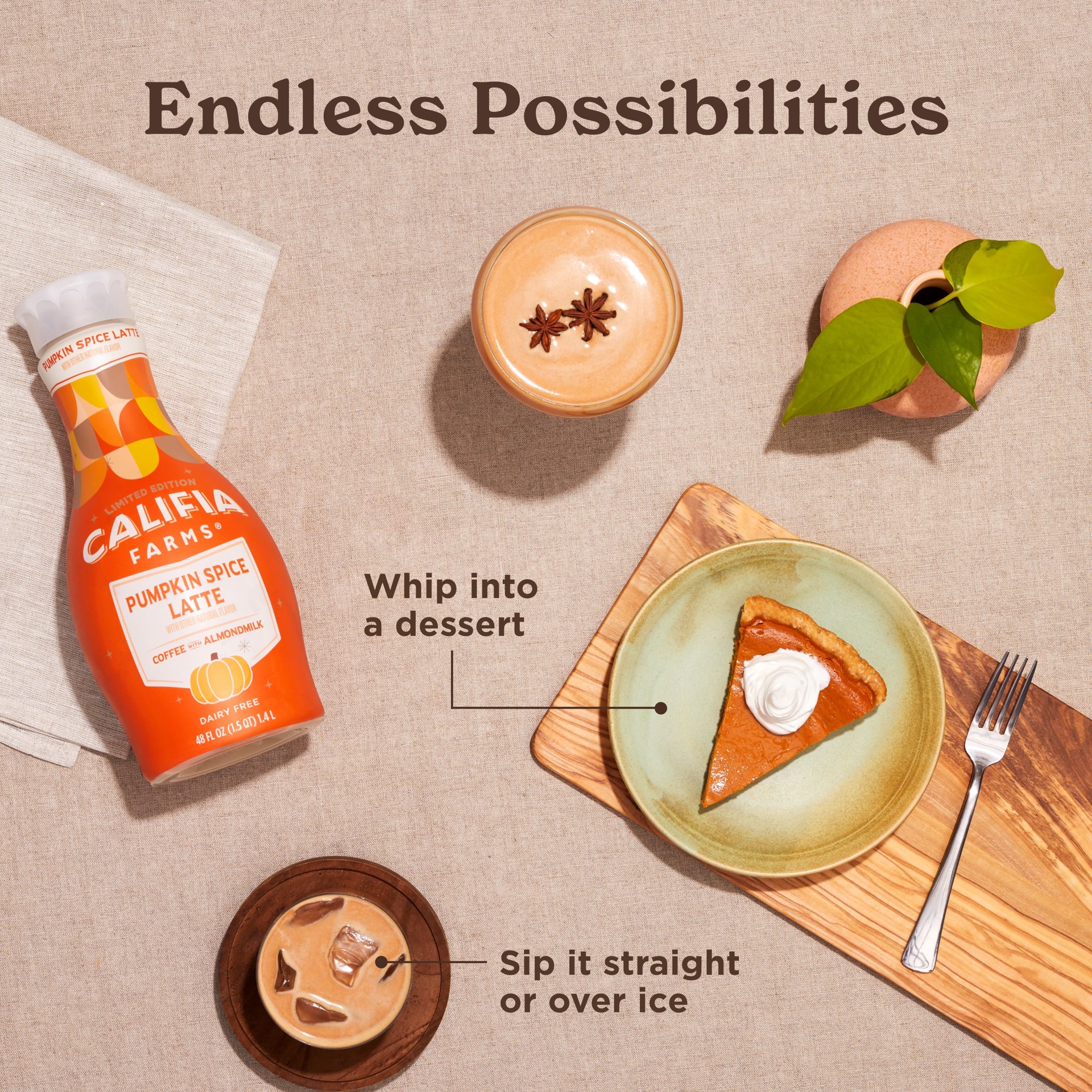 slide 3 of 5, Califia Farms Pumpkin Spice Cold Brew Coffee with Almond Milk, 48 fl oz