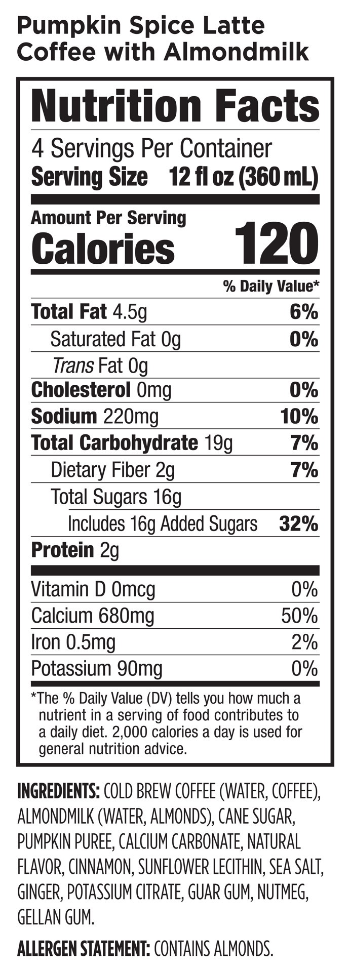 slide 4 of 5, Califia Farms Pumpkin Spice Cold Brew Coffee with Almond Milk, 48 fl oz