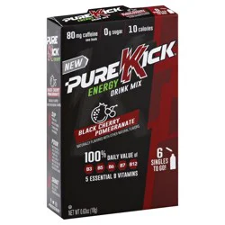 Pure Kick Zero Sugar Energy Black Cherry Pomegranate Drink Mix, 6 Stick Packs