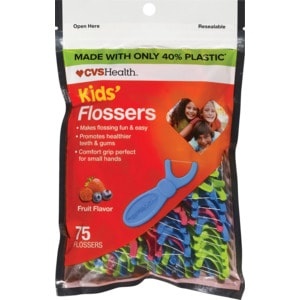 slide 1 of 1, Cvs Health Kids' Flossers, Made With Only 40% Plastic, 75 Ct, 75 oz