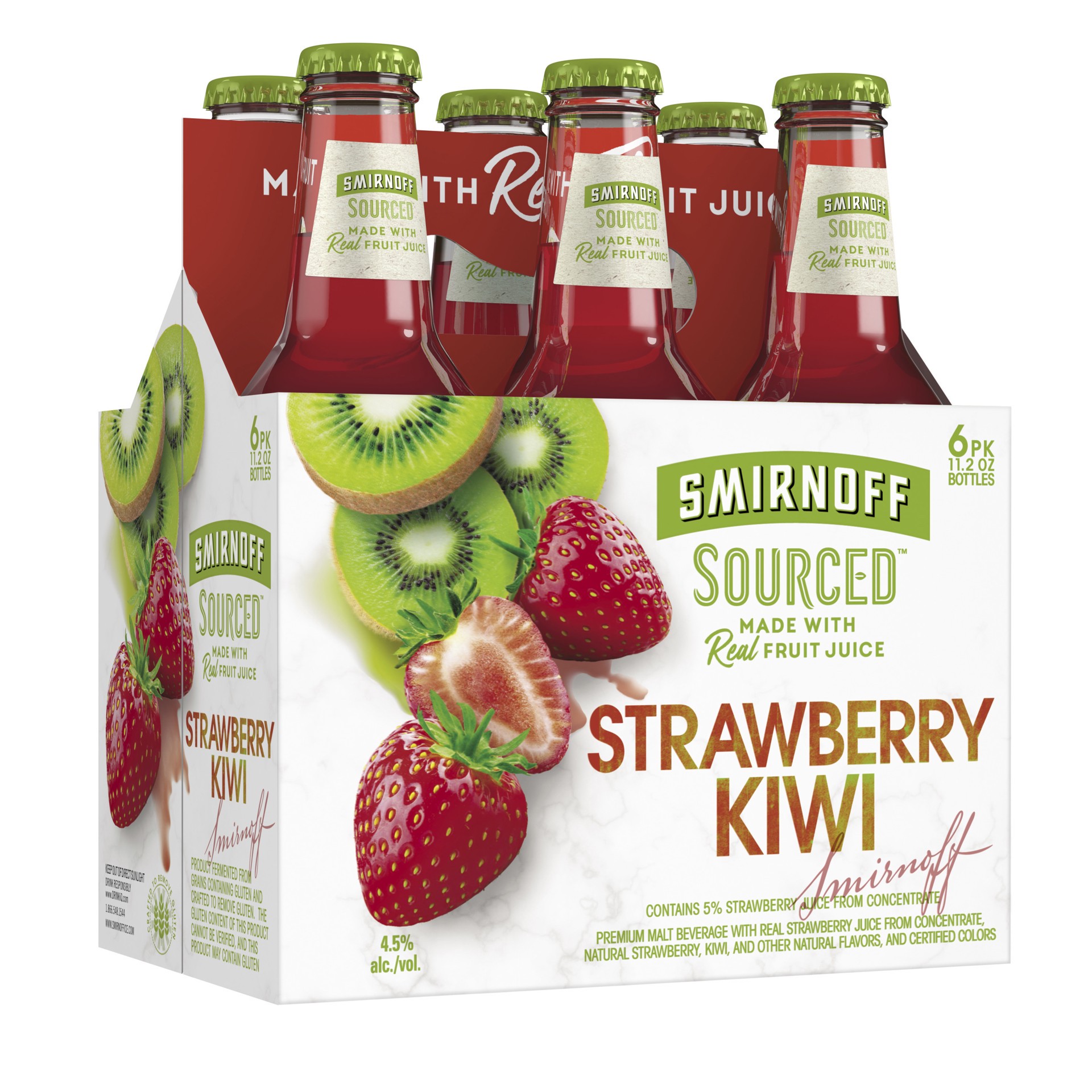 slide 3 of 7, Smirnoff Sourced Strawberry Kiwi Beer 6 ea, 6 ct; 11.2 oz