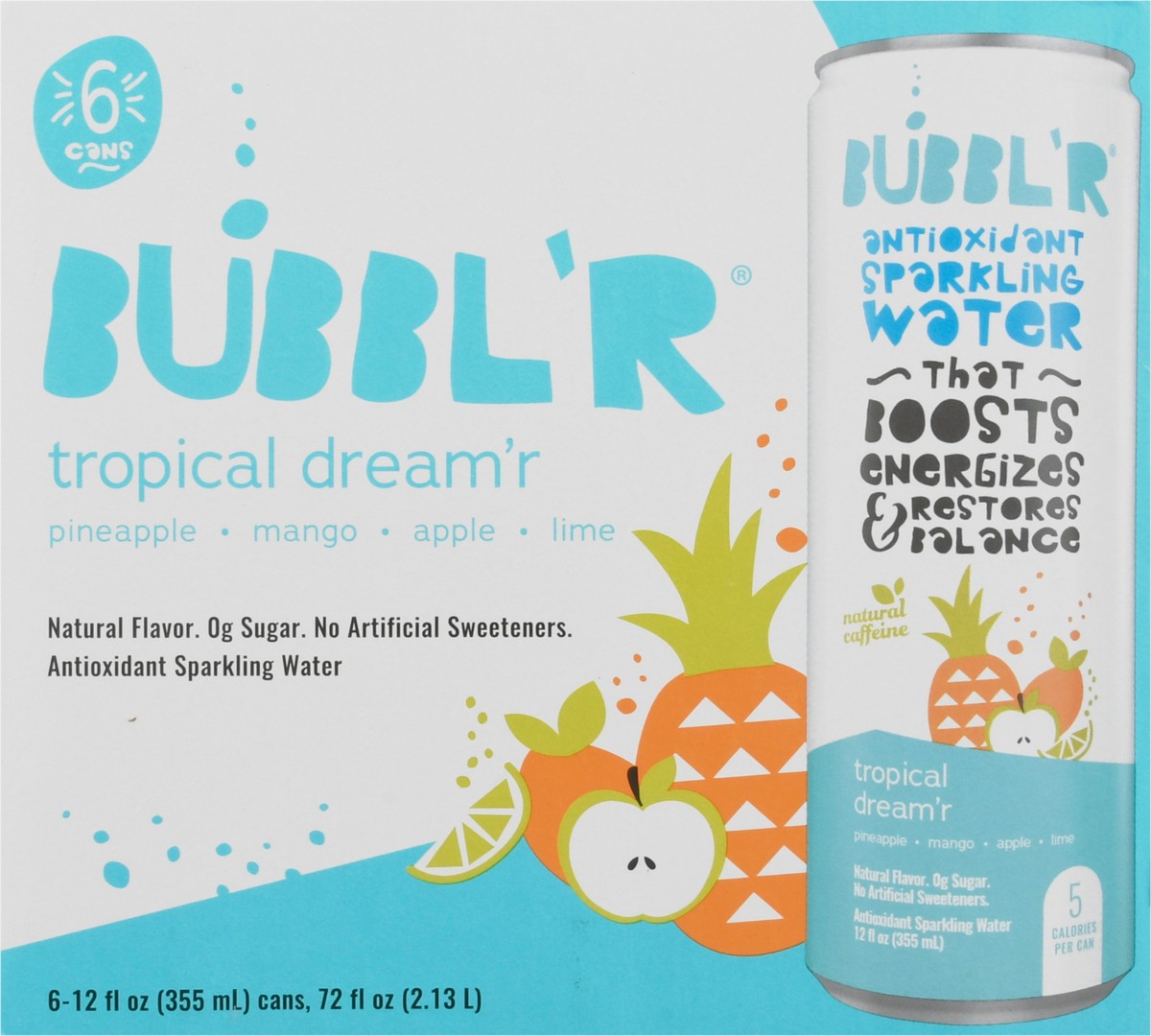 slide 8 of 9, Bubbl'r Antioxidant Tropical Dream'r Sparkling Water Can- 6 ct; 12 fl oz, 6 ct; 12 fl oz