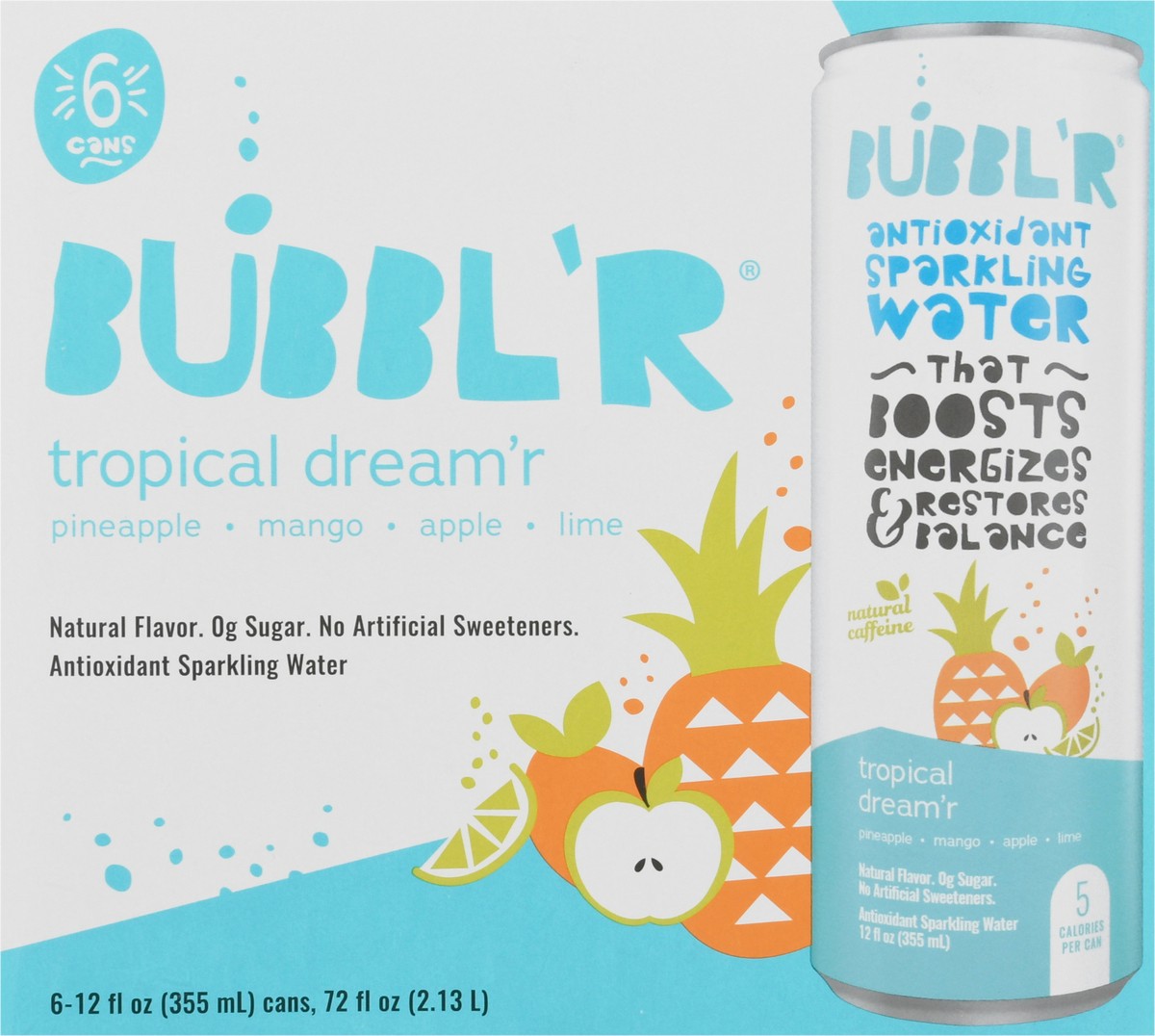 slide 6 of 9, Bubbl'r Antioxidant Tropical Dream'r Sparkling Water Can- 6 ct; 12 fl oz, 6 ct; 12 fl oz