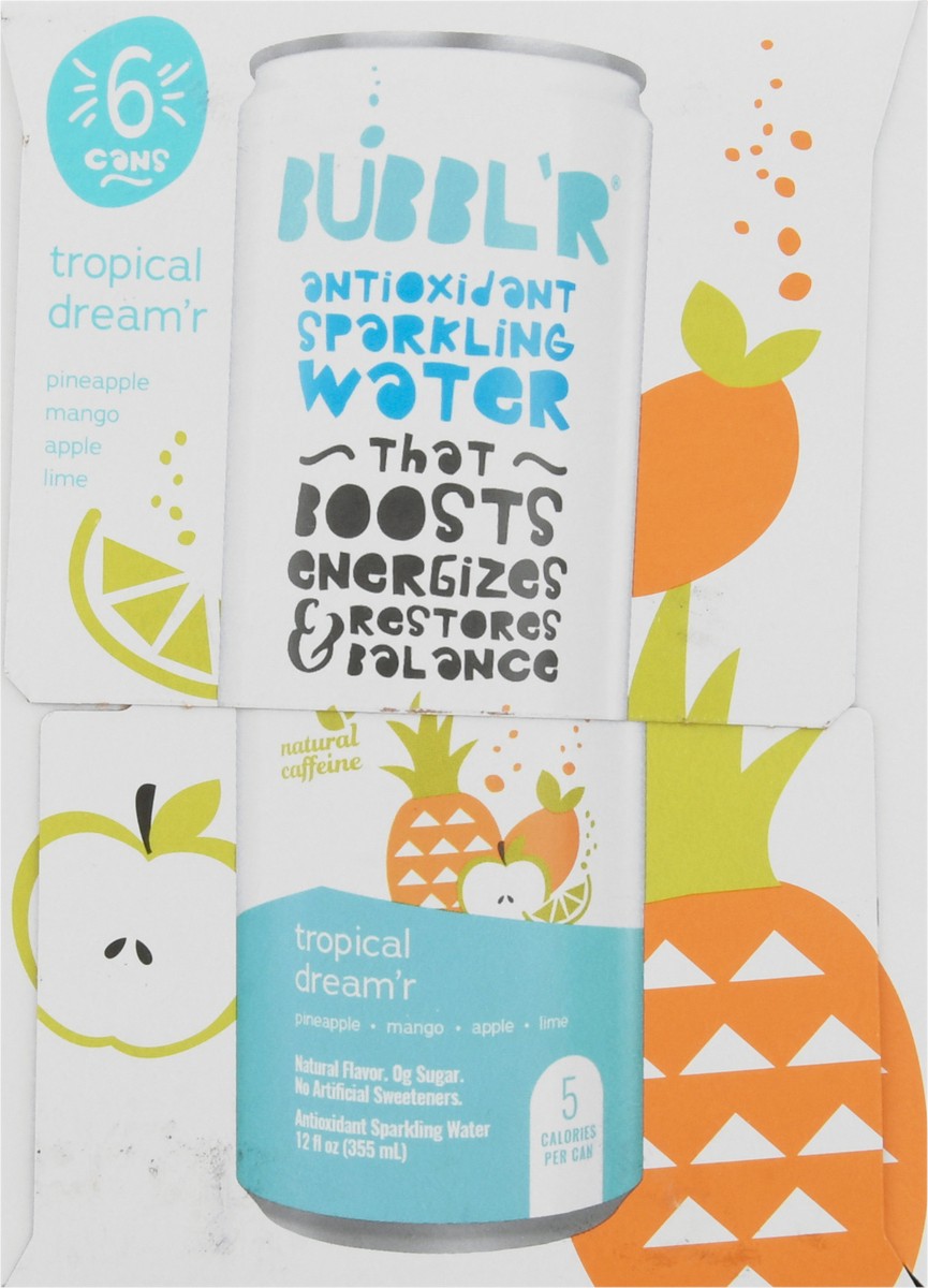 slide 2 of 9, Bubbl'r Antioxidant Tropical Dream'r Sparkling Water Can- 6 ct; 12 fl oz, 6 ct; 12 fl oz