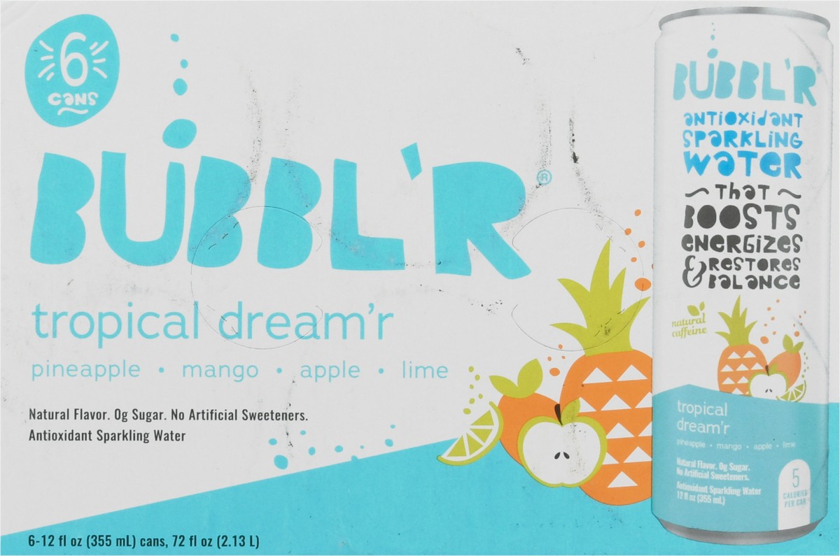 slide 7 of 9, Bubbl'r Antioxidant Tropical Dream'r Sparkling Water Can- 6 ct; 12 fl oz, 6 ct; 12 fl oz