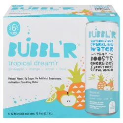 Bubbl'r Antioxidant Tropical Dream'r Sparkling Water - 6 x 12 fl oz Cans