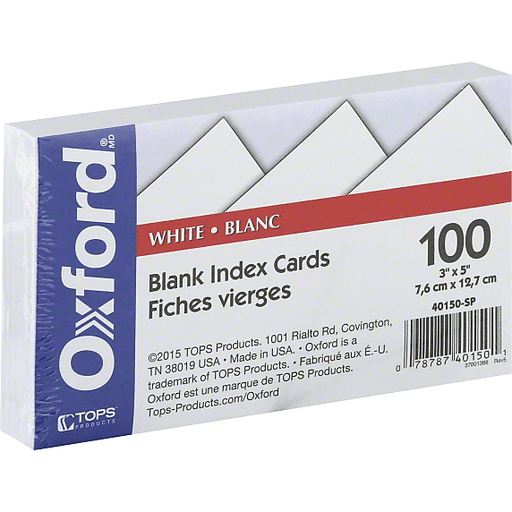 slide 5 of 6, Oxford Essentials Blank Index Cards 100 Pack, 3 in x 5 in