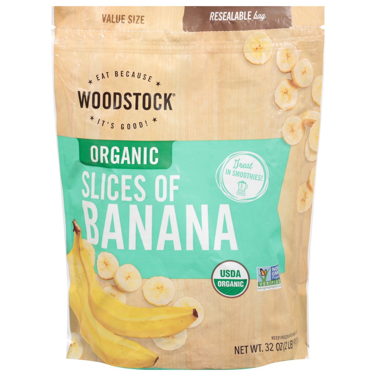 slide 1 of 14, Woodstock Organic Slices of Banana Value Size 32 oz, 32 oz