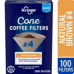 Kroger # 4 Unbleached Cone Coffee Filters - Natural Brown
