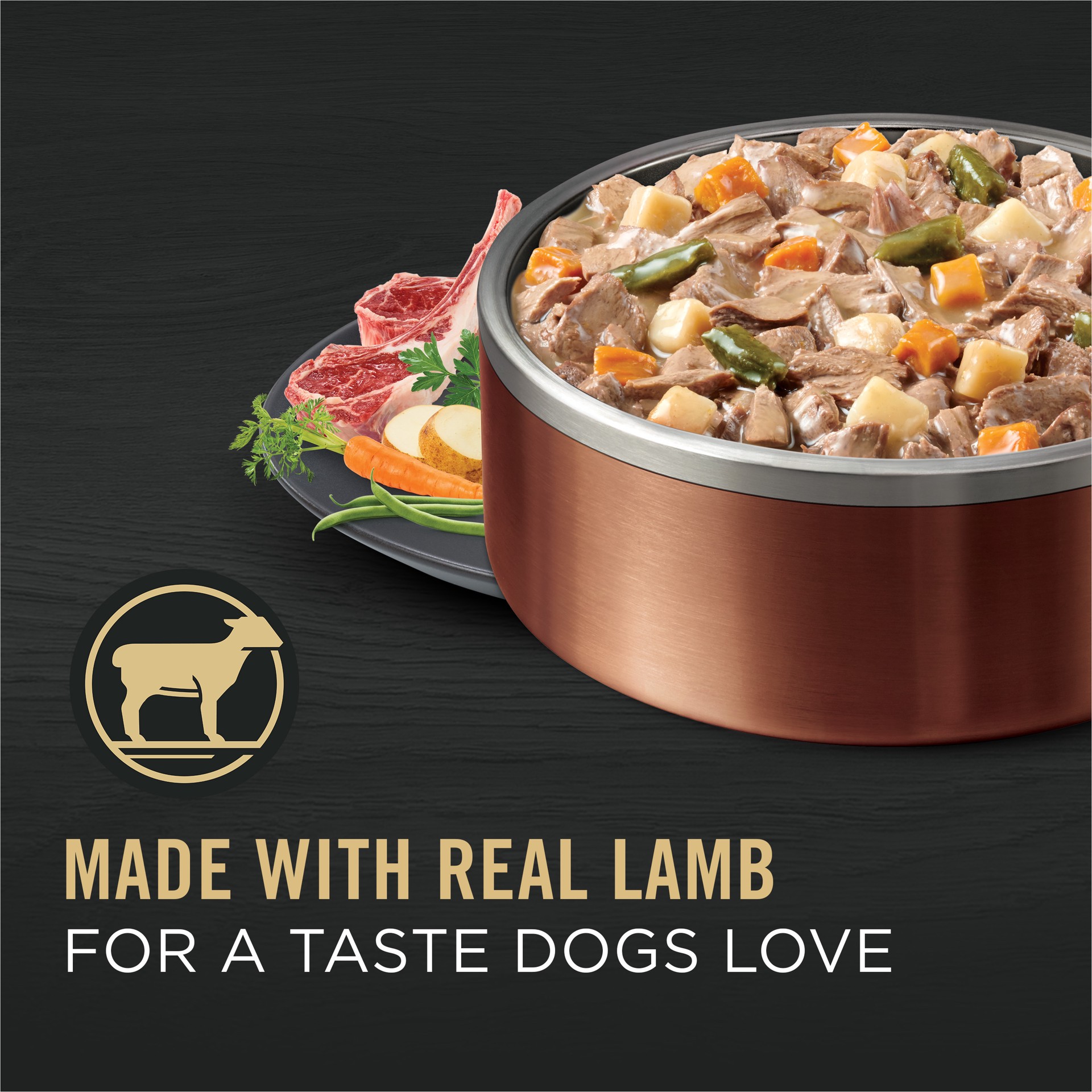 slide 3 of 8, Pro Plan Purina Pro Plan Complete Essentials Lamb and Vegetables Entree in Wet Dog Food Gravy, 13 oz