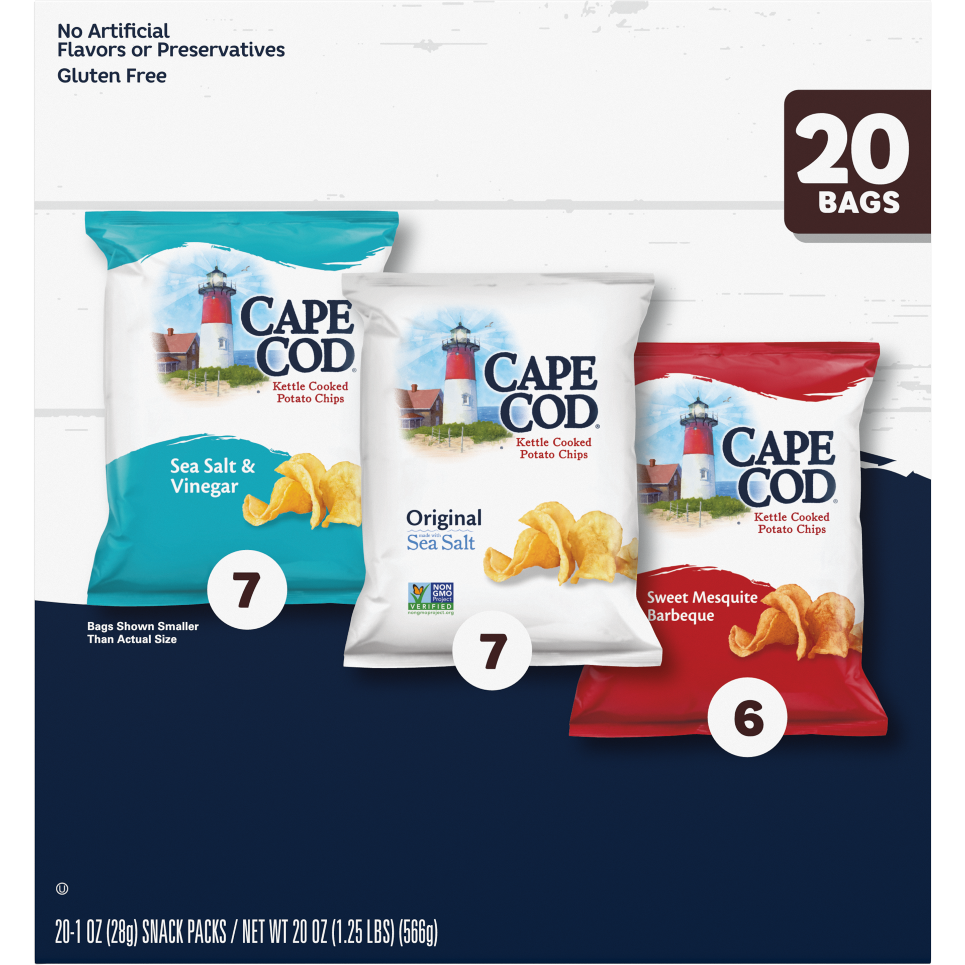 slide 2 of 5, Cape Cod Variety Pack Chips, 20 Count 1 Oz, 20.000 oz