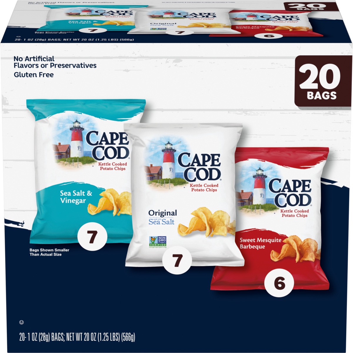 slide 1 of 5, Cape Cod Variety Pack Chips, 20 Count 1 Oz, 20.000 oz