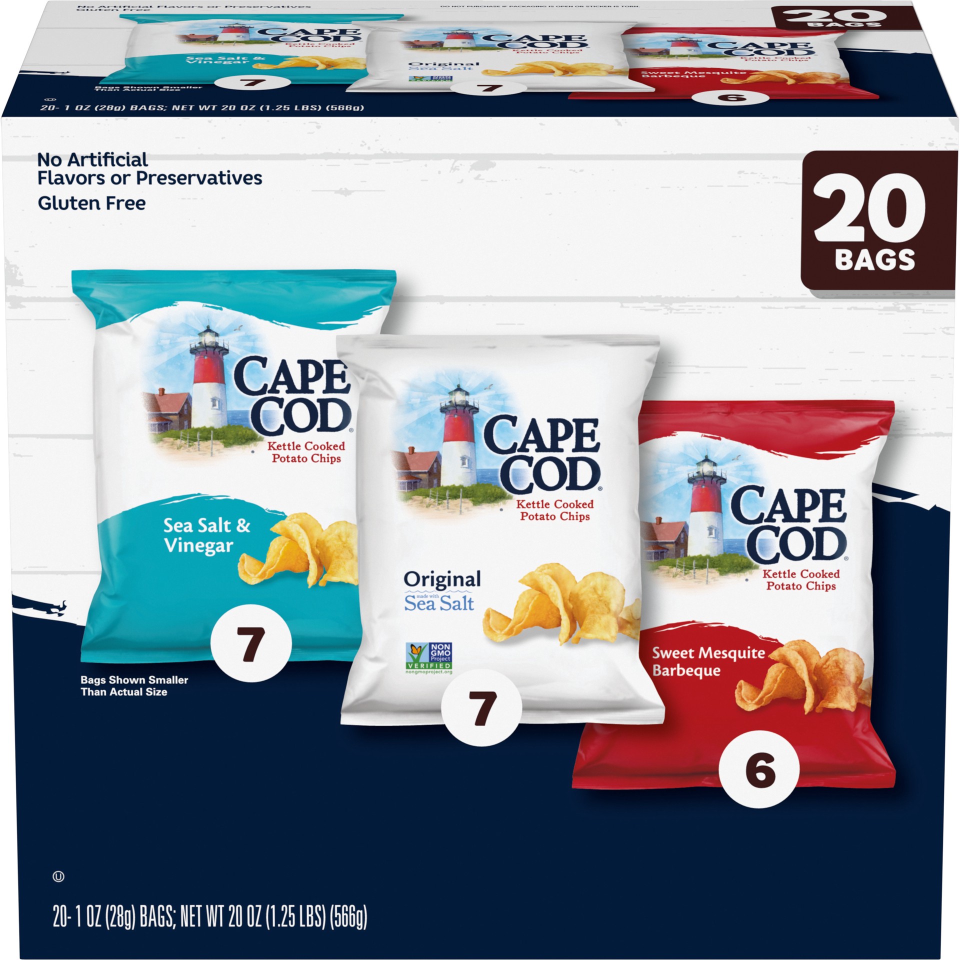 slide 1 of 5, Cape Cod Variety Pack Chips, 20 Count 1 Oz, 20 oz