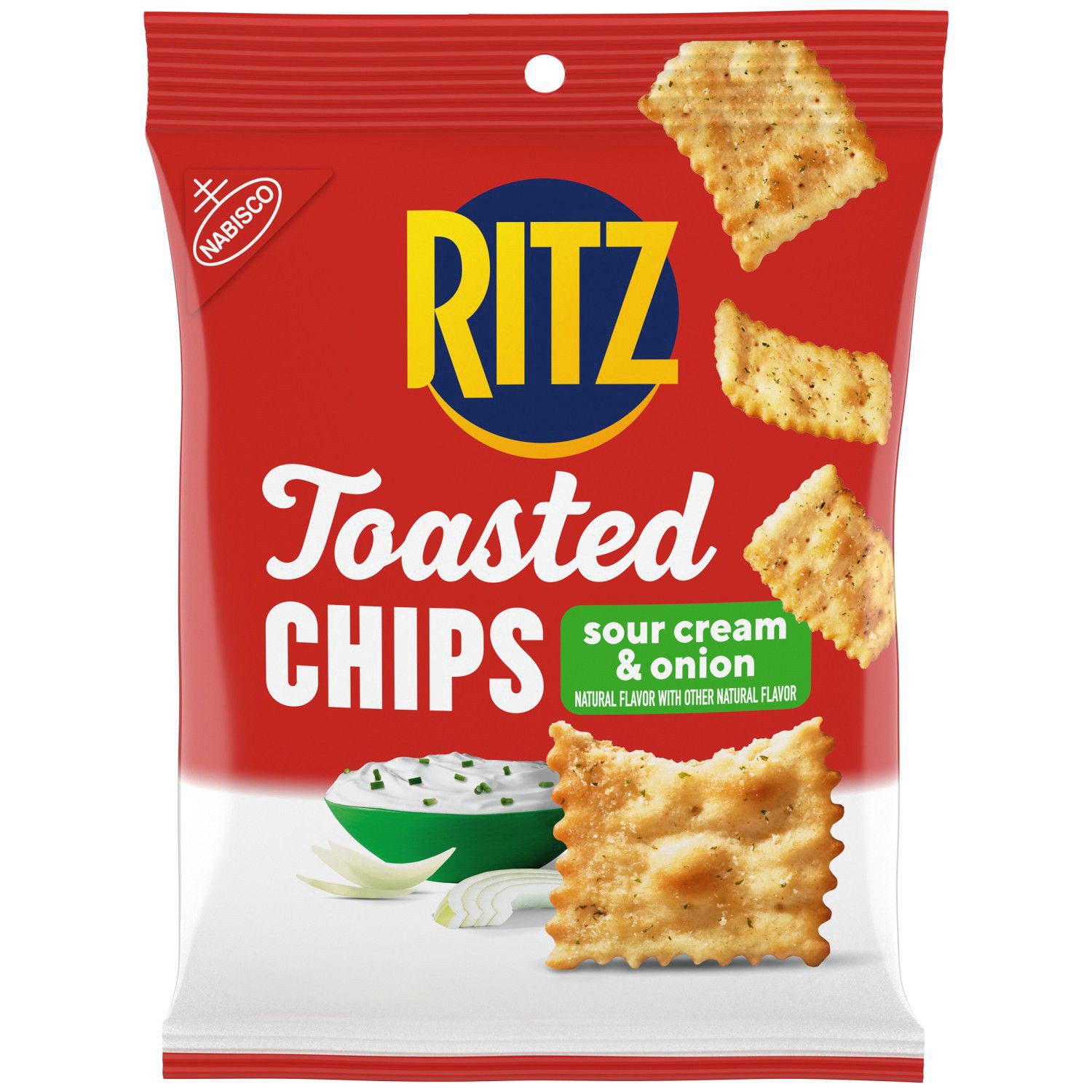 slide 1 of 1, RITZ Toasted Chips Sour Cream and Onion Crackers, Individual Snacks, 2.5 oz Snack Pack, 2.5 oz