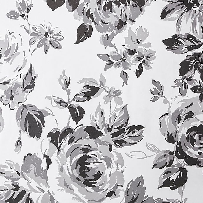 slide 4 of 4, Intelligent Design Dorsey Floral Print Shower Curtain - Black/White, 1 ct