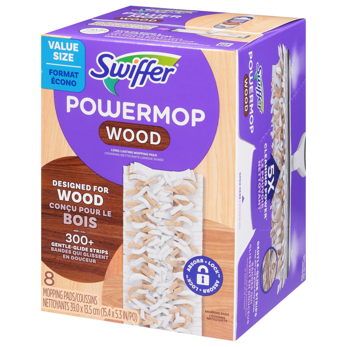 slide 12 of 12, Swiffer Powermop Wood Mopping Pads Value Size 8 ea, 8 ct
